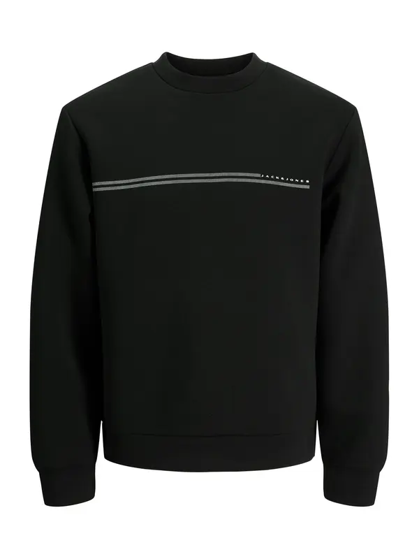 JACK & JONES JACK & JONES Sweater majica 'JCOFUSION'  crna / bijela