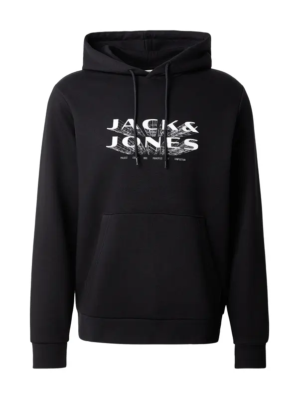 JACK & JONES JACK & JONES Sweater majica 'JCOFUSION'  crna / bijela