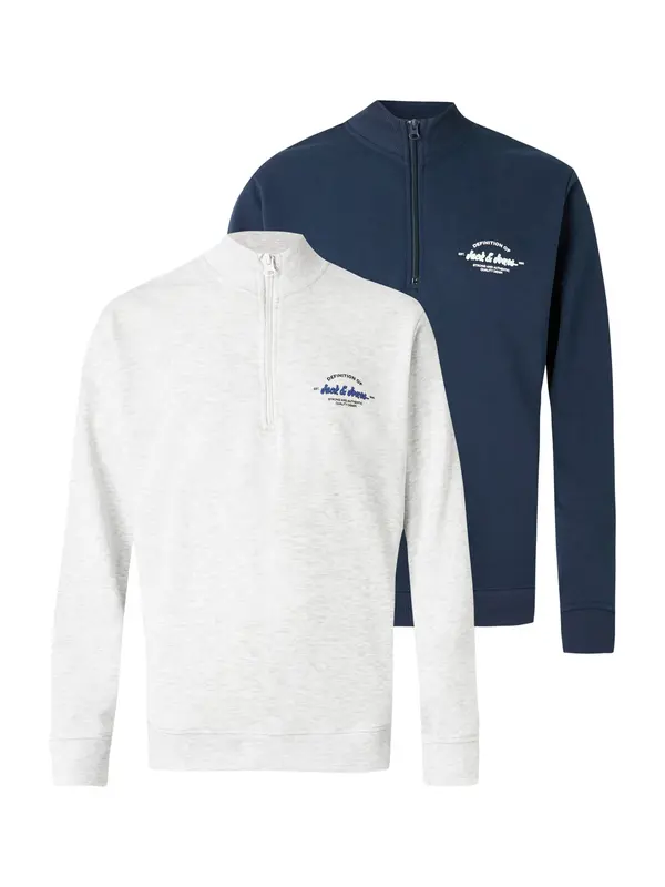 JACK & JONES JACK & JONES Sweater majica 'JJBRANDON'  morsko plava / crna / bijela / bijela melange