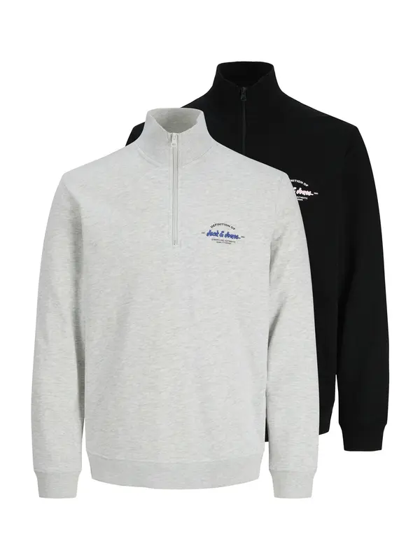 JACK & JONES JACK & JONES Sweater majica 'JJBRANDON'  plava / siva melange / crna / bijela