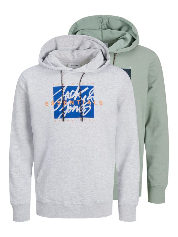 JACK & JONES JACK & JONES Sweater majica 'JJCOLTON'  plava / siva melange / pastelno zelena / crvena