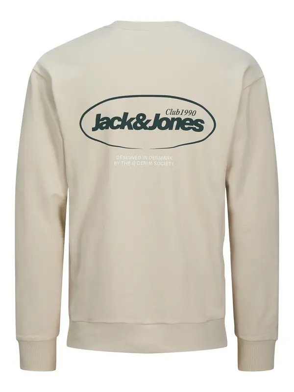 JACK & JONES JACK & JONES Sweater majica 'JJEBradley'  bež / tamno zelena / bijela