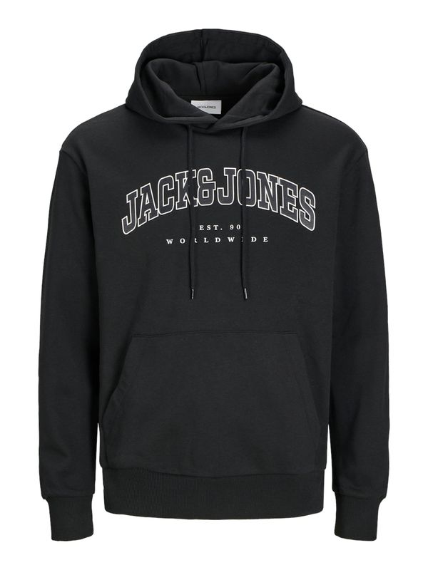 JACK & JONES JACK & JONES Sweater majica 'JJECaleb'  crna / bijela
