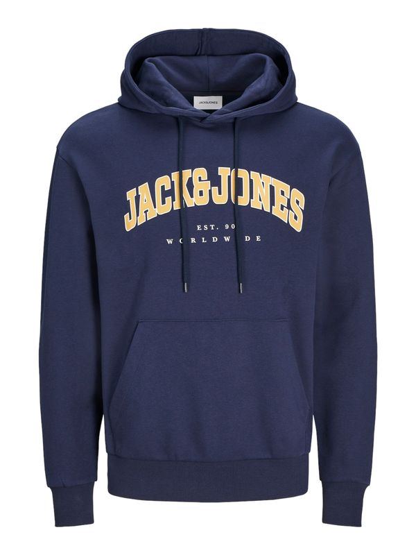 JACK & JONES JACK & JONES Sweater majica 'JJECALEB'  mornarsko plava / limun / bijela