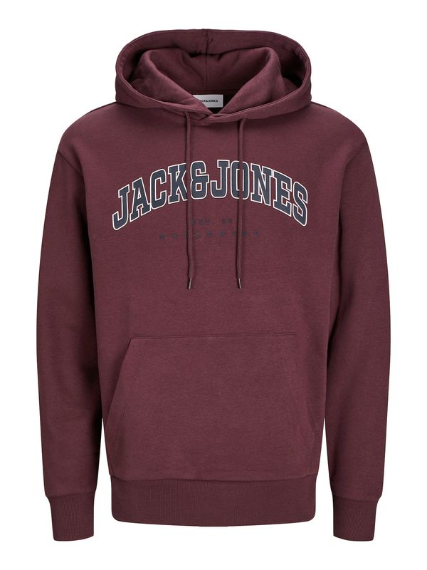 JACK & JONES JACK & JONES Sweater majica 'JJECALEB'  tamno plava / boja vina / bijela