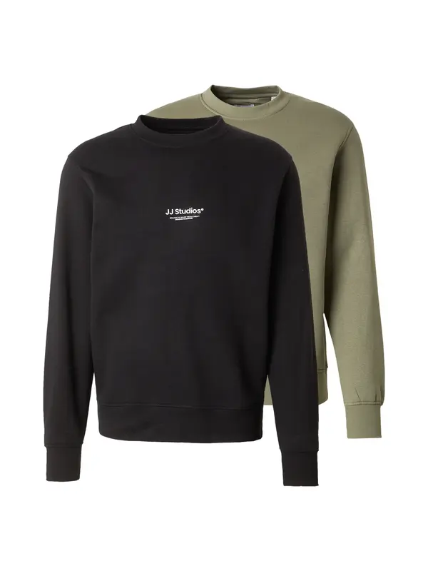JACK & JONES JACK & JONES Sweater majica 'JJESoho'  kaki / crna / bijela