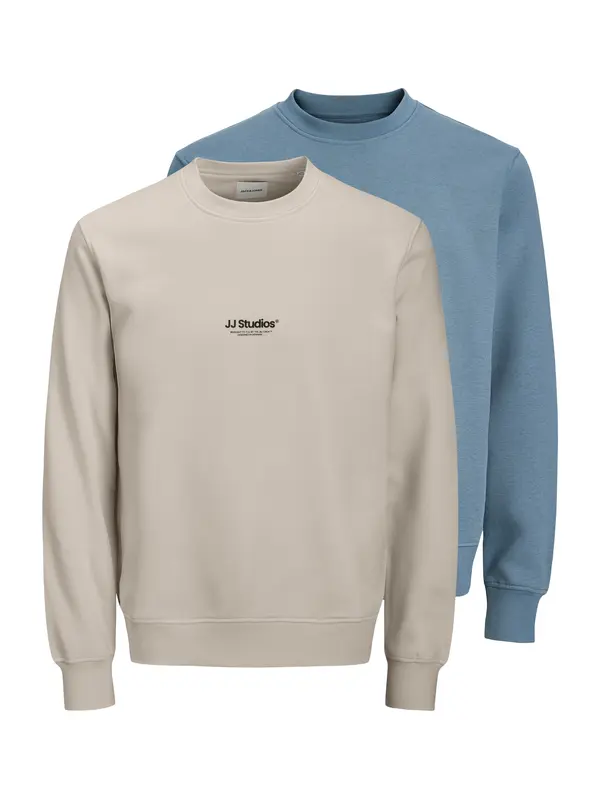 JACK & JONES JACK & JONES Sweater majica 'JJESOHO'  plava / taupe siva