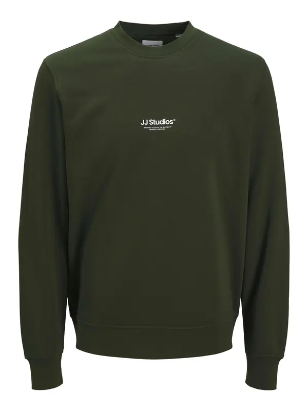JACK & JONES JACK & JONES Sweater majica 'JJESOHO'  tamno zelena / bijela