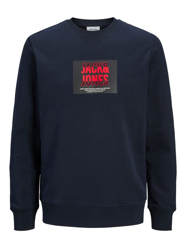 JACK & JONES JACK & JONES Sweater majica 'JJHUDSON'  noćno plava / vatreno crvena / crna / bijela