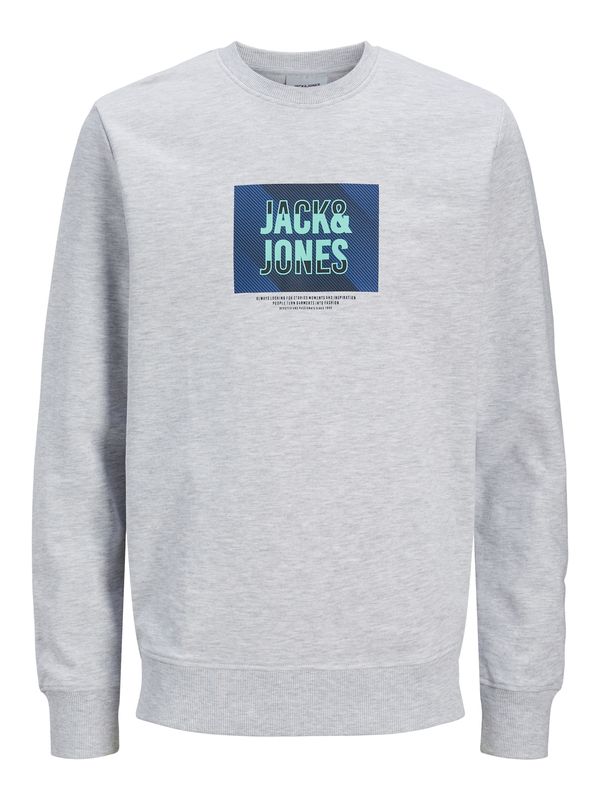 JACK & JONES JACK & JONES Sweater majica 'JJHUDSON'  tirkiz / tamno plava / crna / bijela melange