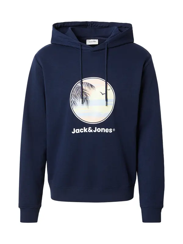 JACK & JONES JACK & JONES Sweater majica 'JJPERRY'  mornarsko plava / svijetložuta / pastelno narančasta / bijela