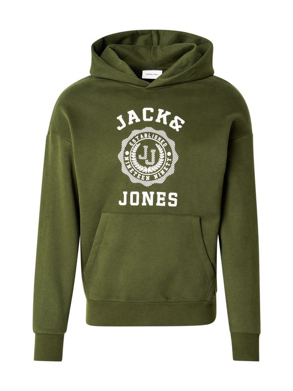 JACK & JONES JACK & JONES Sweater majica 'JJVICTO'  maslinasta / bijela