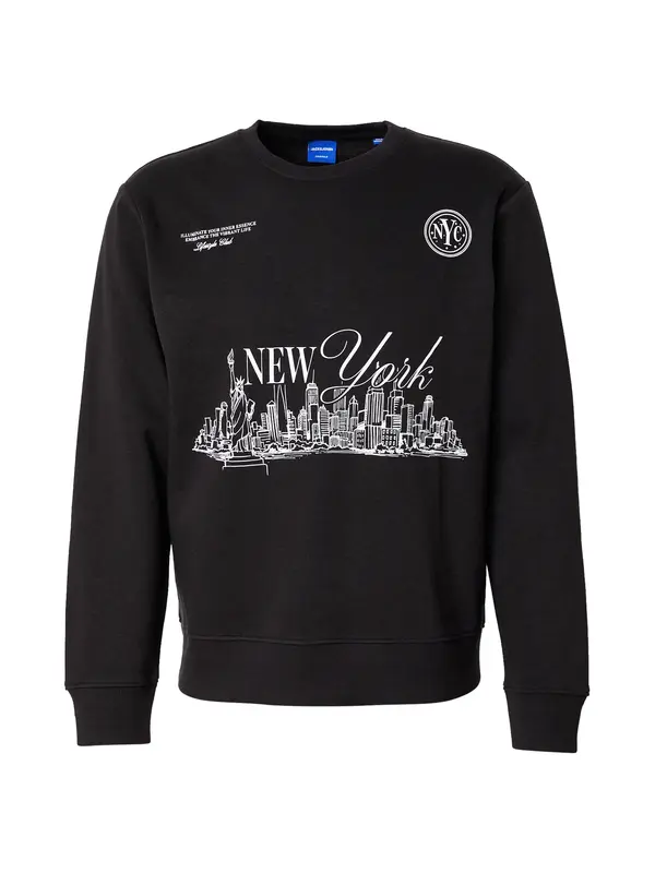 JACK & JONES JACK & JONES Sweater majica 'JOREDITORIAL'  crna / bijela