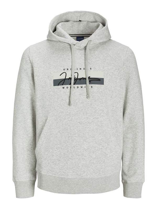 JACK & JONES JACK & JONES Sweater majica 'JORFREDERIKSBERG'  tamo siva / crna / bijela melange