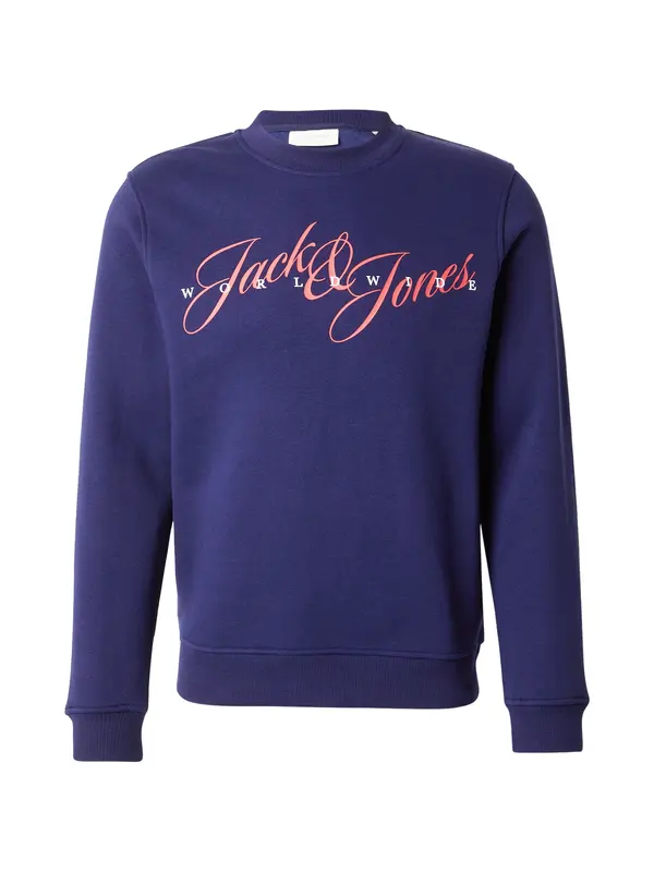 JACK & JONES JACK & JONES Sweater majica 'JORINWOOD'  tamno plava / losos / bijela