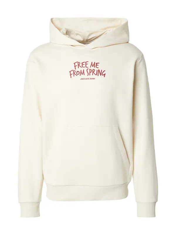 JACK & JONES JACK & JONES Sweater majica 'JOROBJECT'  tamno crvena / bijela
