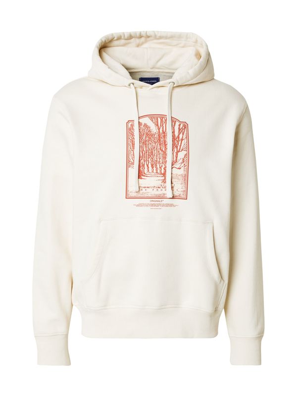 JACK & JONES JACK & JONES Sweater majica 'JORRIDGEWOOD URBAN'  narančasto crvena / vuneno bijela