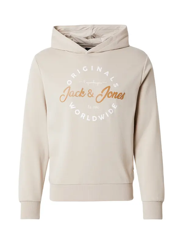 JACK & JONES JACK & JONES Sweater majica 'JWHMILO'  boja pijeska / smeđa / bijela