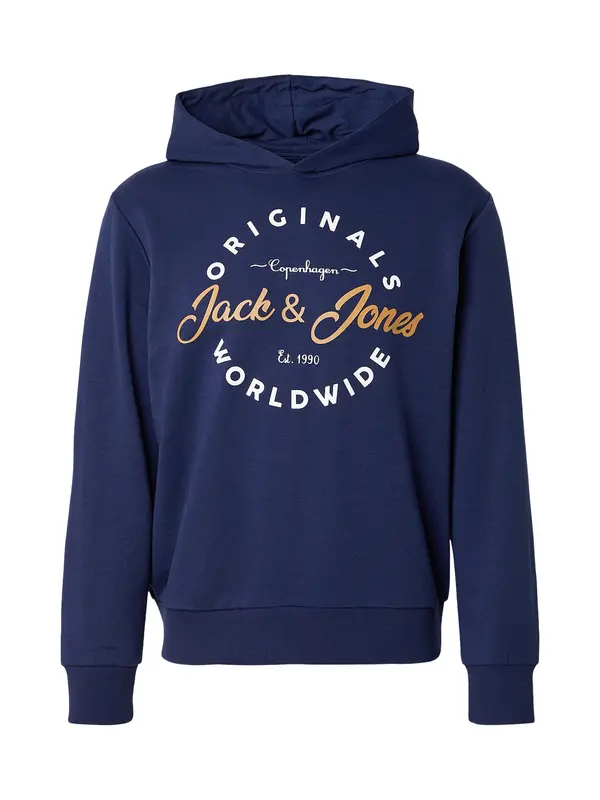 JACK & JONES JACK & JONES Sweater majica 'JWHMILO'  tamno plava / senf / bijela