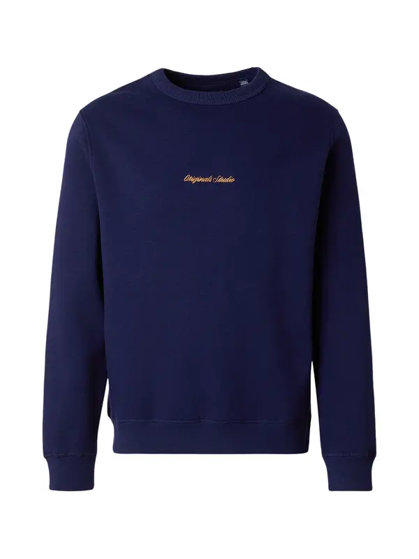 JACK & JONES JACK & JONES Sweater majica 'JWHNORREBRO'  mornarsko plava / narančasto žuta
