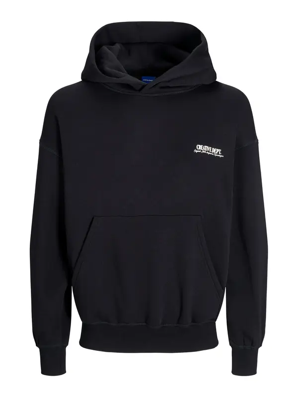 JACK & JONES JACK & JONES Sweater majica 'JWHROXBURY'  crna / bijela