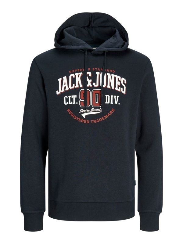 JACK & JONES JACK & JONES Sweater majica  mornarsko plava / karmin crvena / bijela
