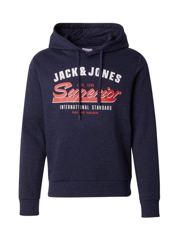 JACK & JONES JACK & JONES Sweater majica  mornarsko plava / krvavo crvena / bijela