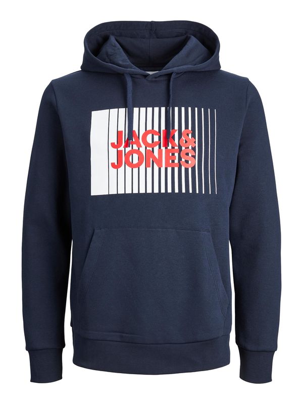 JACK & JONES JACK & JONES Sweater majica  morsko plava / vatreno crvena / bijela