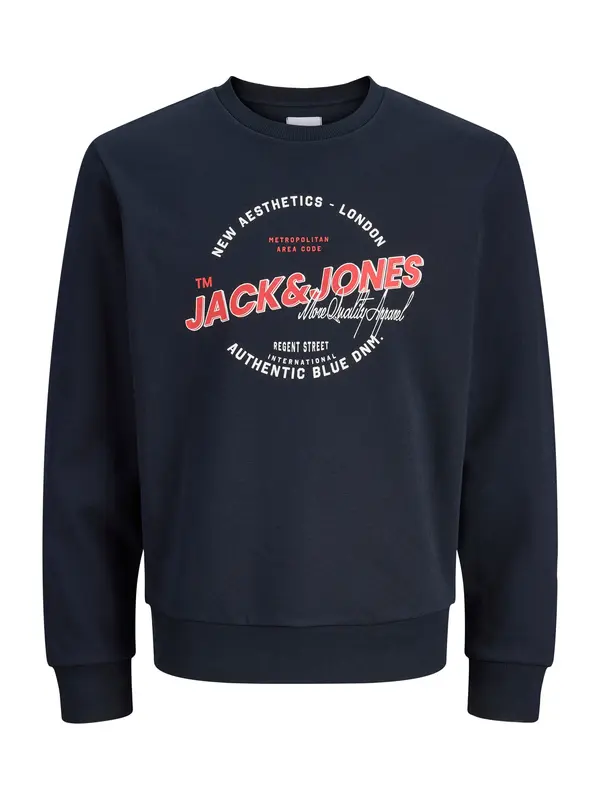 JACK & JONES JACK & JONES Sweater majica  noćno plava / crvena / bijela