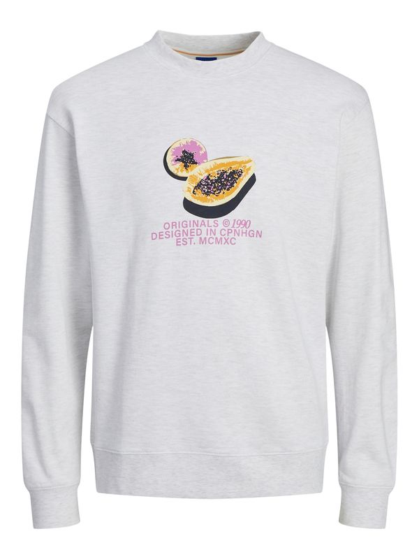 JACK & JONES JACK & JONES Sweater majica 'Tampa'  pastelno žuta / narančasta / crna / bijela melange