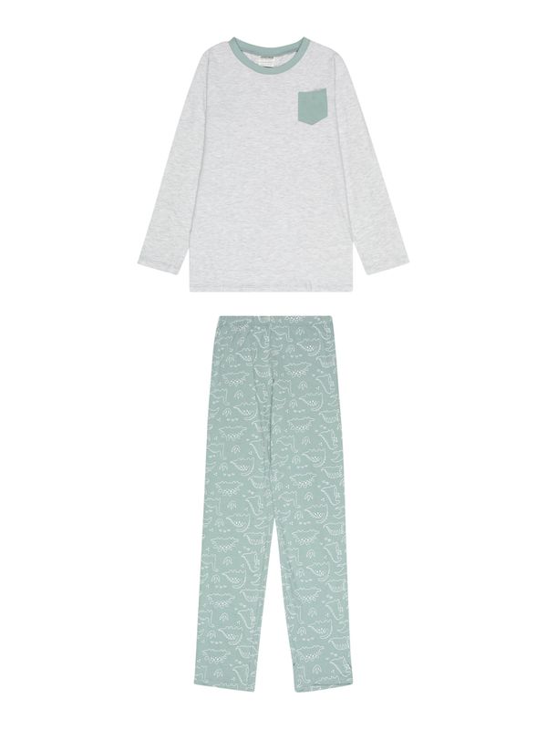 JACKY JACKY Pidžama set  svijetlosiva / siva melange / pastelno zelena