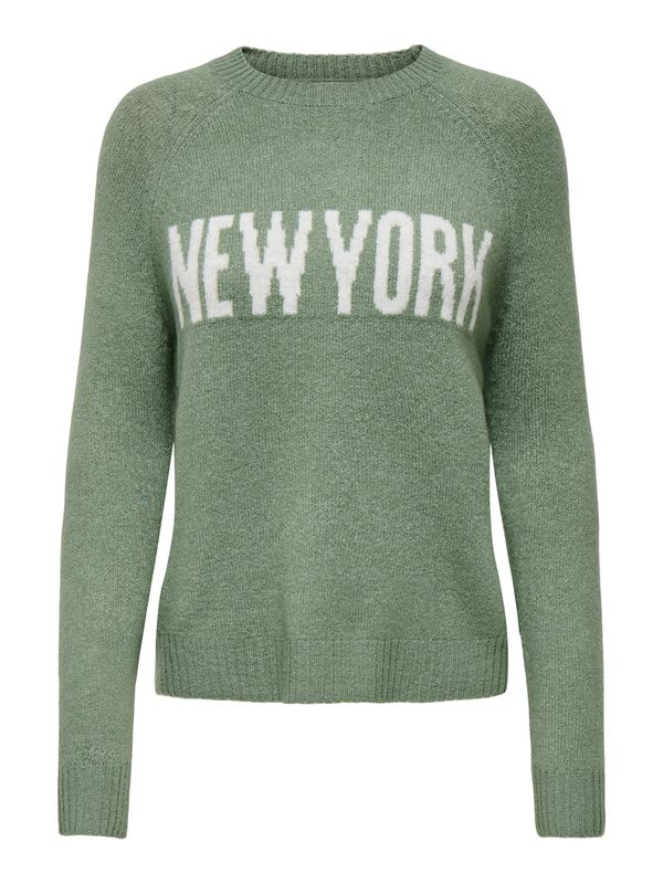 JDY JDY Pulover 'JDYCITY'  sivkasto zelena / bijela