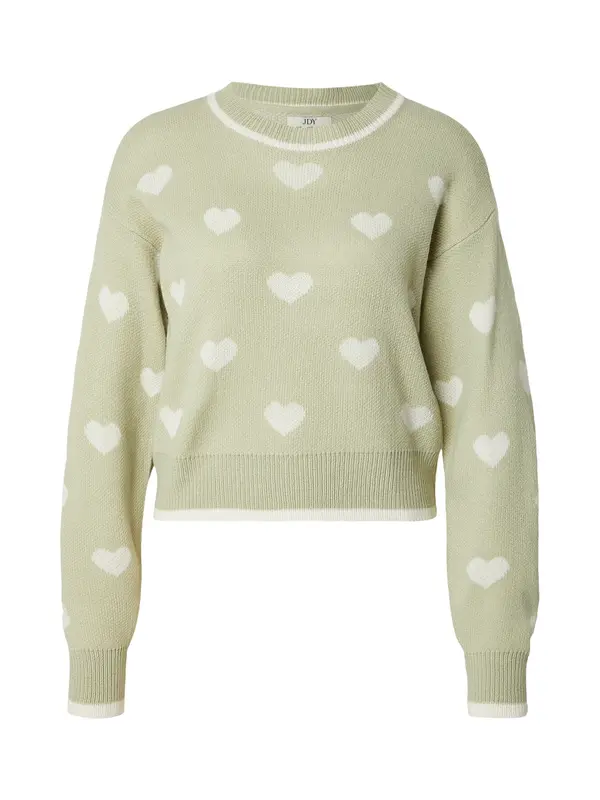 JDY JDY Pulover 'JDYROMANCE'  pastelno zelena / bijela