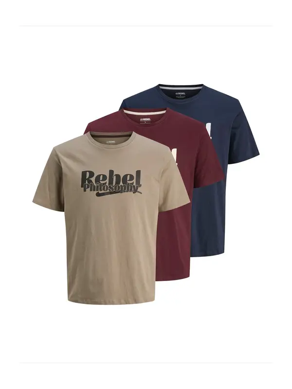 JJ Rebel JJ Rebel Majica 'JREBRAKIM'  tamno plava / taupe siva / karmin crvena / crna