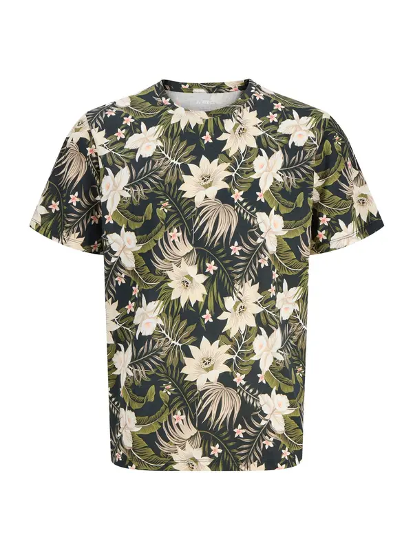 JJ Rebel JJ Rebel Majica 'JREBRUSSEL FLOWER'  bež / kivi zelena / losos / crna