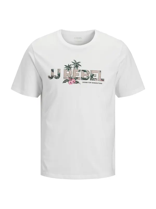 JJ Rebel JJ Rebel Majica 'JREBRUSSEL FLOWER'  tamno zelena / svijetloroza / crna / bijela