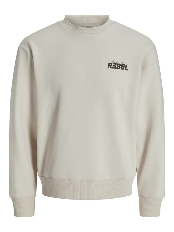 JJ Rebel JJ Rebel Sweater majica 'JREBJIM'  ecru/prljavo bijela / tamno smeđa