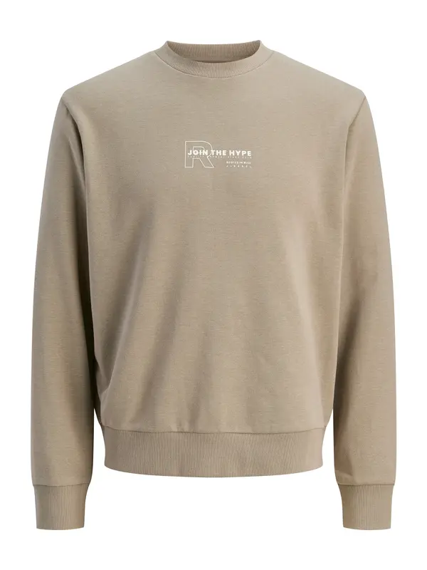JJ Rebel JJ Rebel Sweater majica 'JREBZAKI'  svijetlosmeđa / bijela