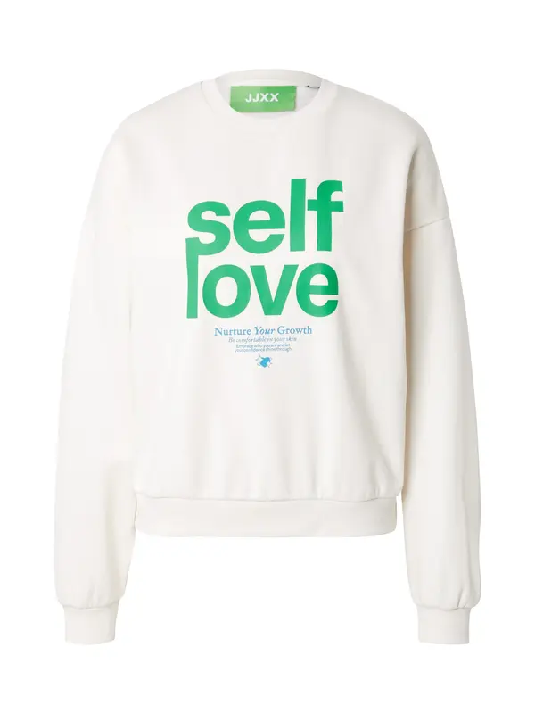 JJXX JJXX Sweater majica 'JXMIMI'  zelena / bijela