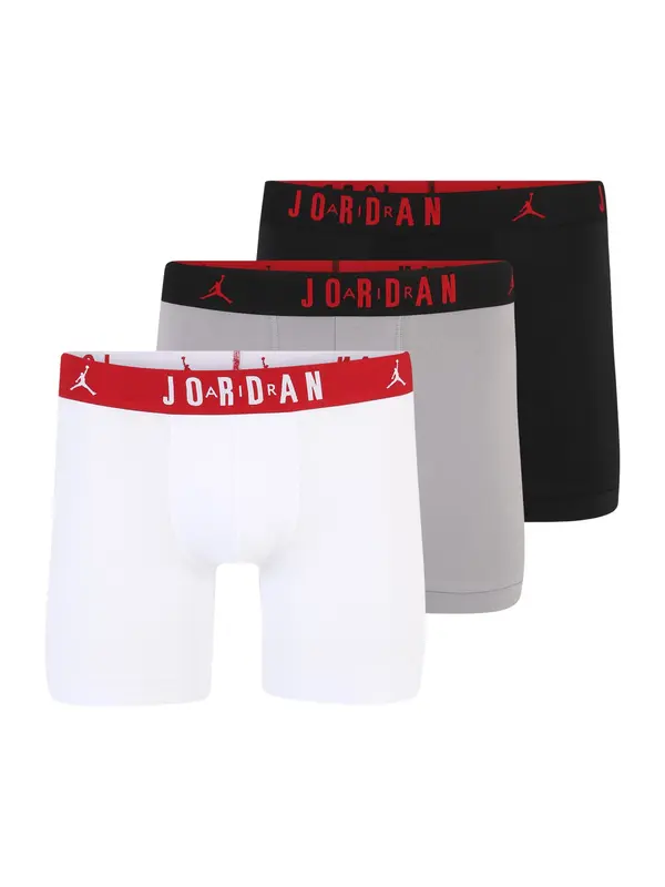 Jordan Jordan Bokserice 'FLIGHT Cotton Core Boxer Briefs'  siva melange / crvena / crna / bijela