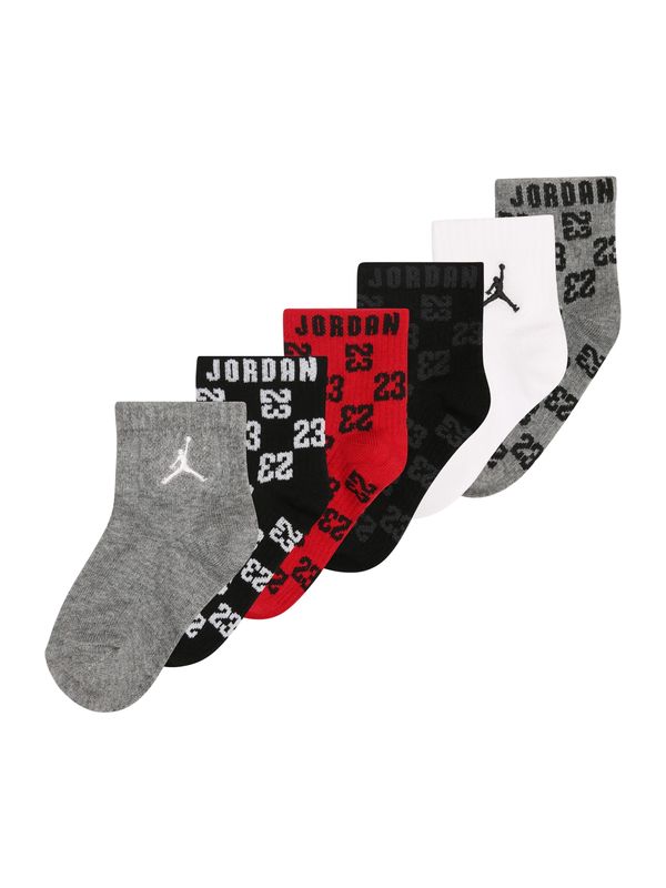 Jordan Jordan Čarape 'MONOGRAM'  siva / svijetlocrvena / crna