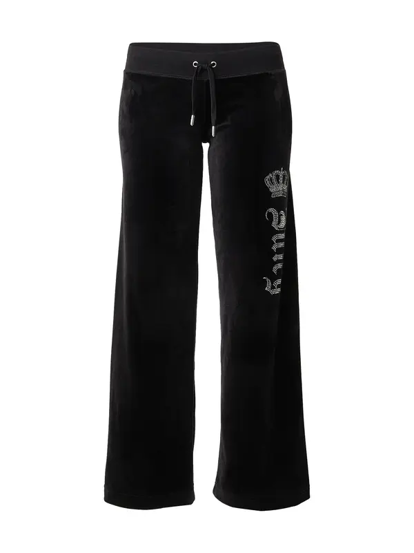 Juicy Couture Juicy Couture Hlače 'Gothic Crown'  crna / srebro