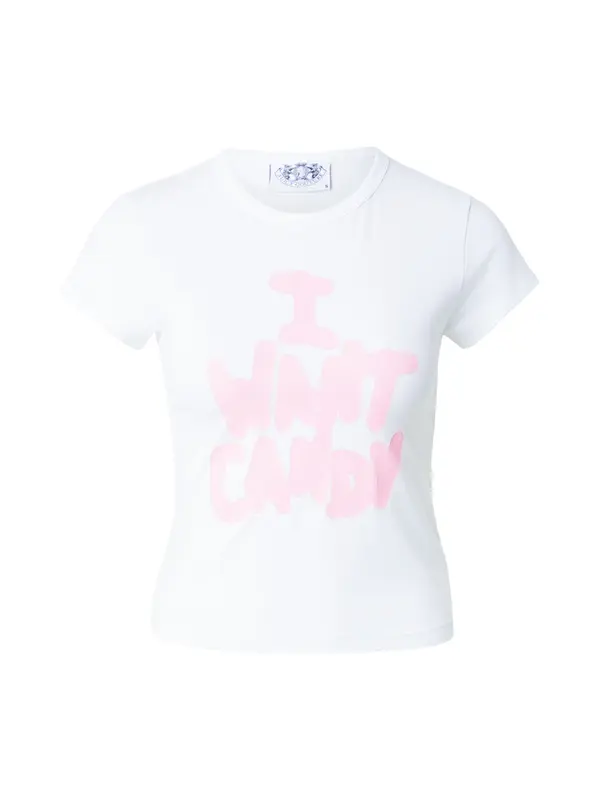 Juicy Couture Juicy Couture Majica 'I WANT CANDY'  roza / bijela