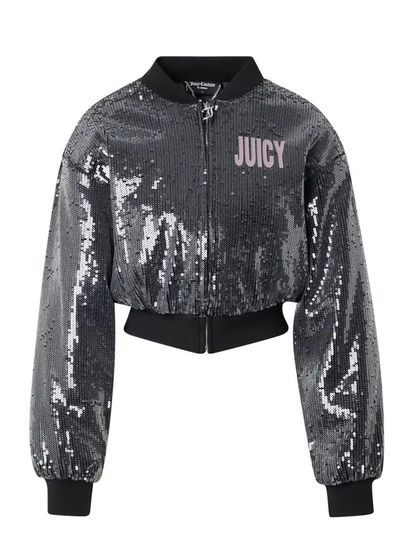 Juicy Couture Juicy Couture Prijelazna jakna 'CHOOSE JUICY'  sivkasto ljubičasta (mauve) / crna / srebro