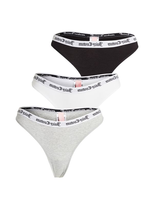 Juicy Couture Juicy Couture Tanga gaćice 'DANA'  siva melange / crna / bijela