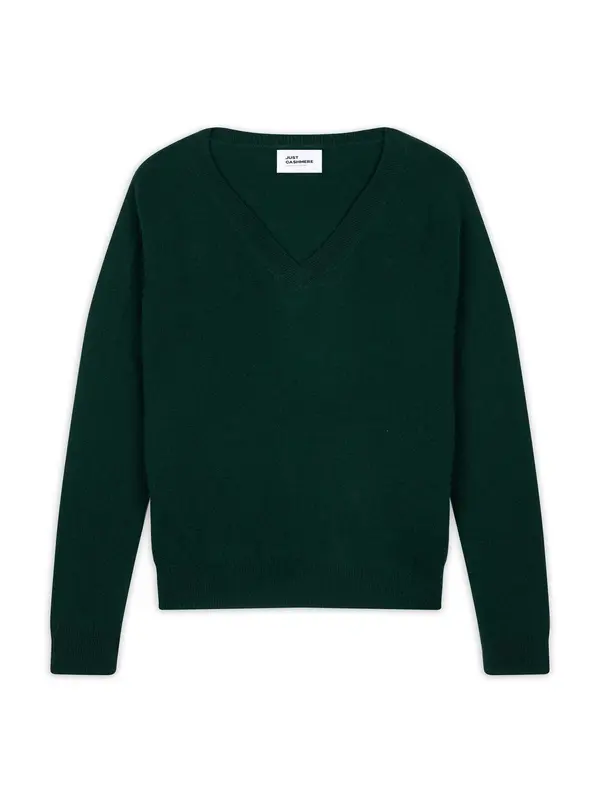 JUST CASHMERE JUST CASHMERE Pulover 'Nora'  tamno zelena