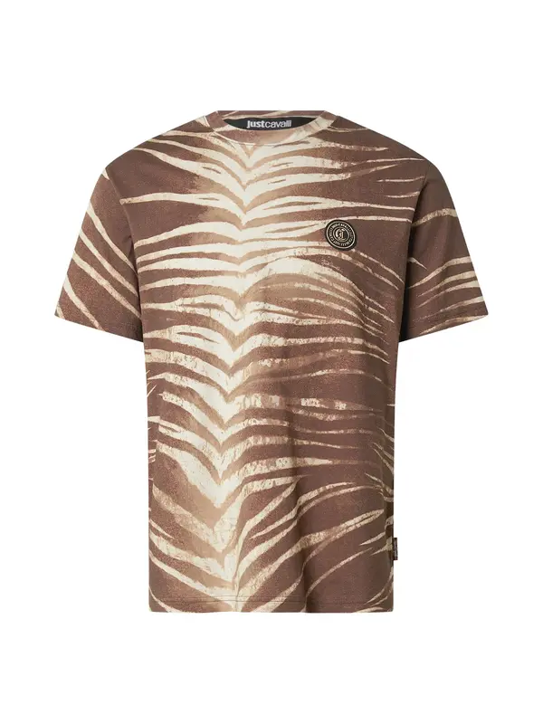Just Cavalli Just Cavalli Majica  ecru/prljavo bijela / smeđa / svijetlosmeđa