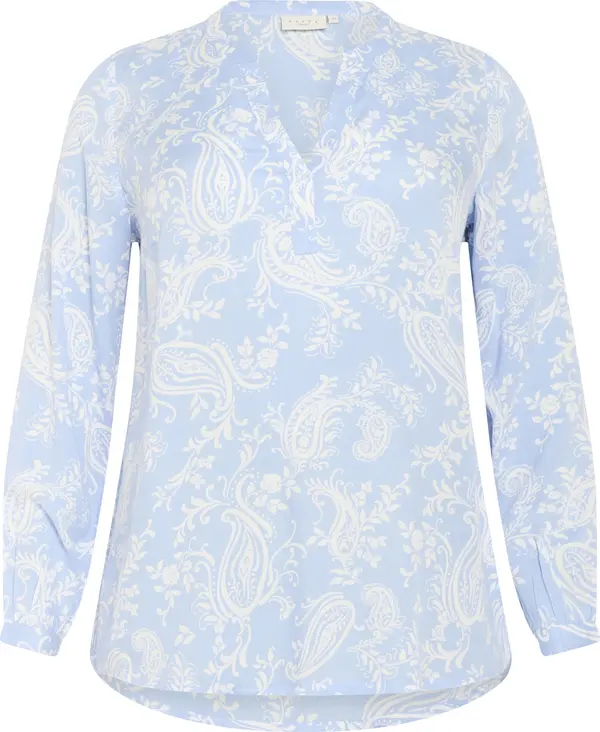 KAFFE CURVE KAFFE CURVE Bluza 'Bella'  nebesko plava / bijela