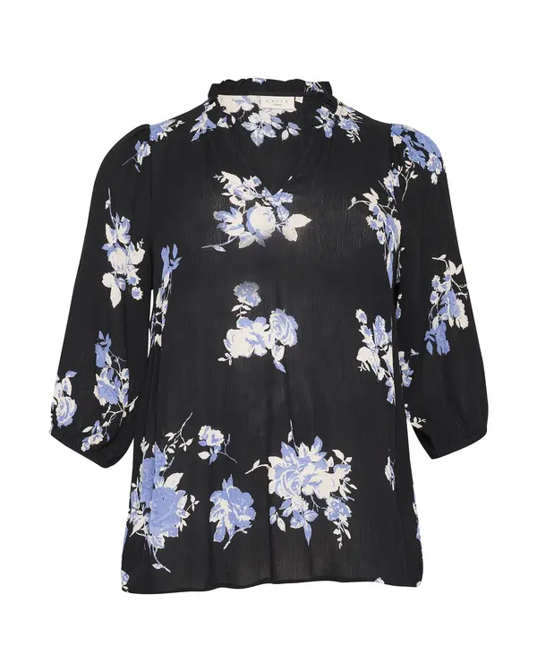 KAFFE CURVE KAFFE CURVE Bluza 'Edina'  svijetloplava / crna / bijela