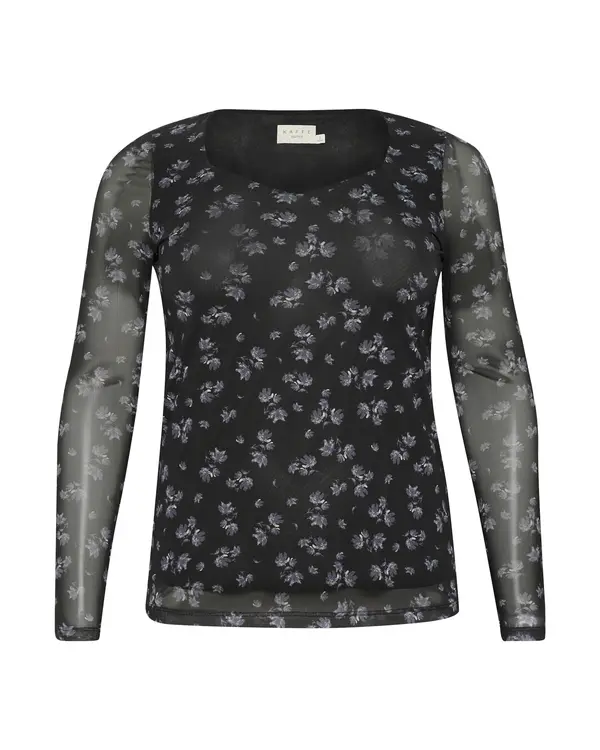 KAFFE CURVE KAFFE CURVE Bluza 'KC Autumna'  siva / zelena